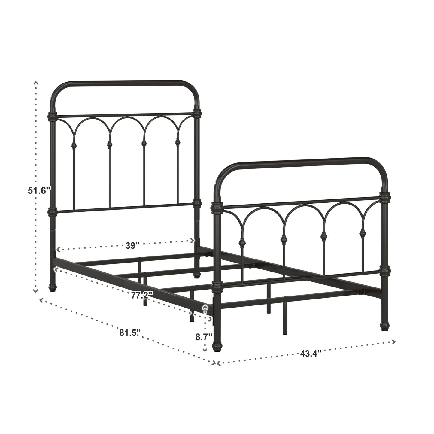 Casted Knot Metal Bed - Dark Bronze, Twin (Twin Size)