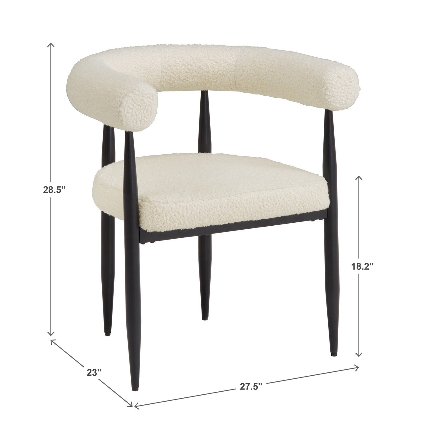Black Finish Metal Ivory White Boucle Dining Chair (Set of 2)