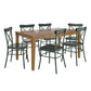 Oak Wood Finish Rectangle Dining Set - Antique Sage Finish, 60" Rectangular Table, 7-Piece Set