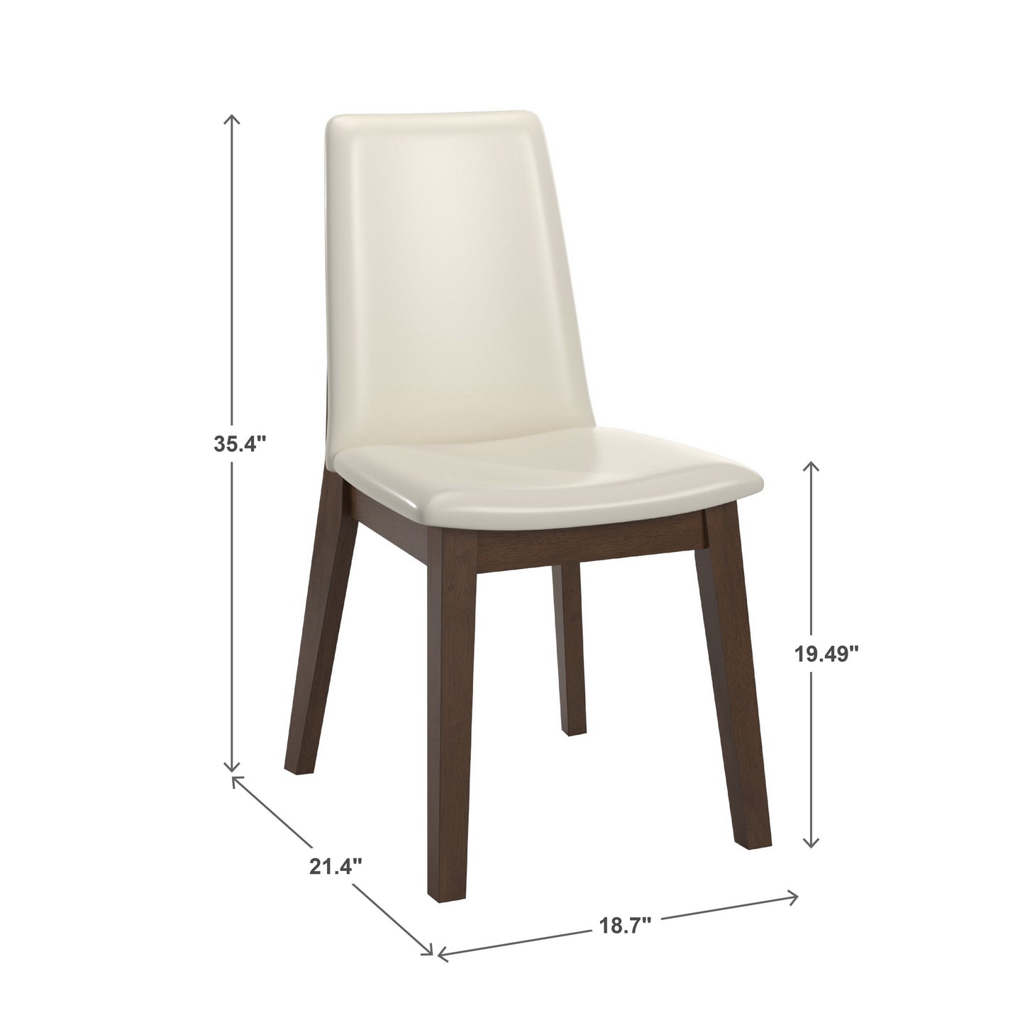Wood Finish White Vegan Leather Dining Chair (Set of 2) - Walnut