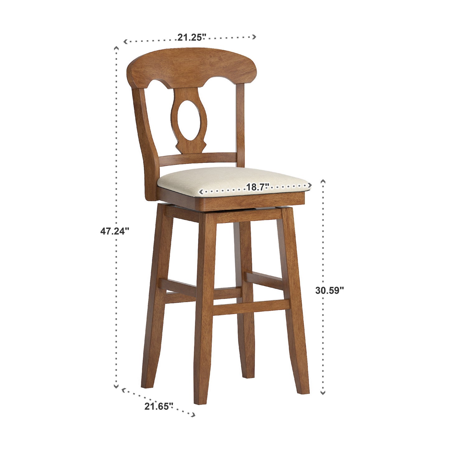 Napoleon Back Wood Swivel Bar Stool - Oak Finish