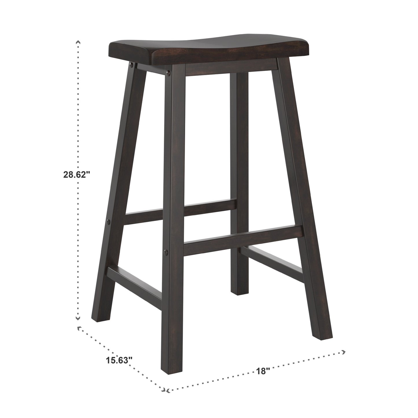 Saddle Seat 29" Bar Height Backless Stools (Set of 2) - Antique Black Finish