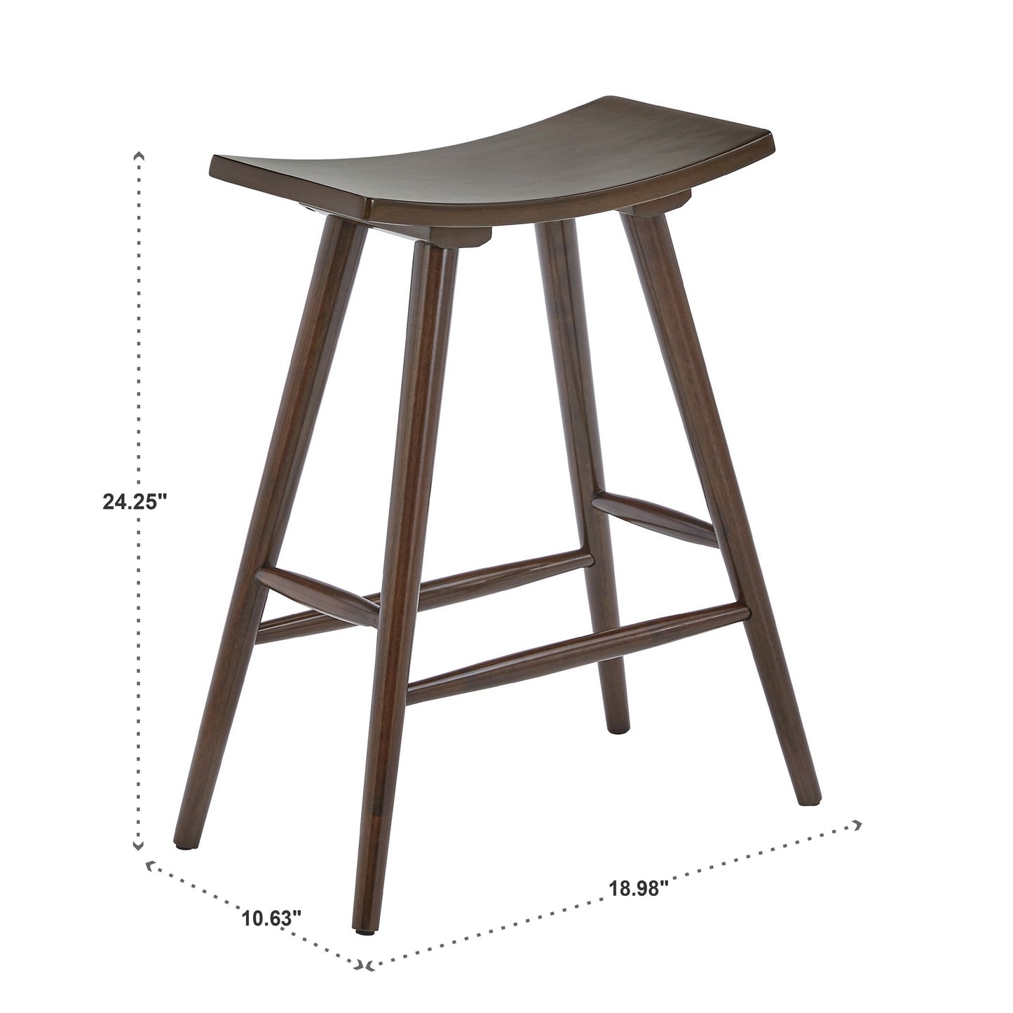 Solid Wood 24" Counter Stool (Set of 2) - Dark Walnut Finish