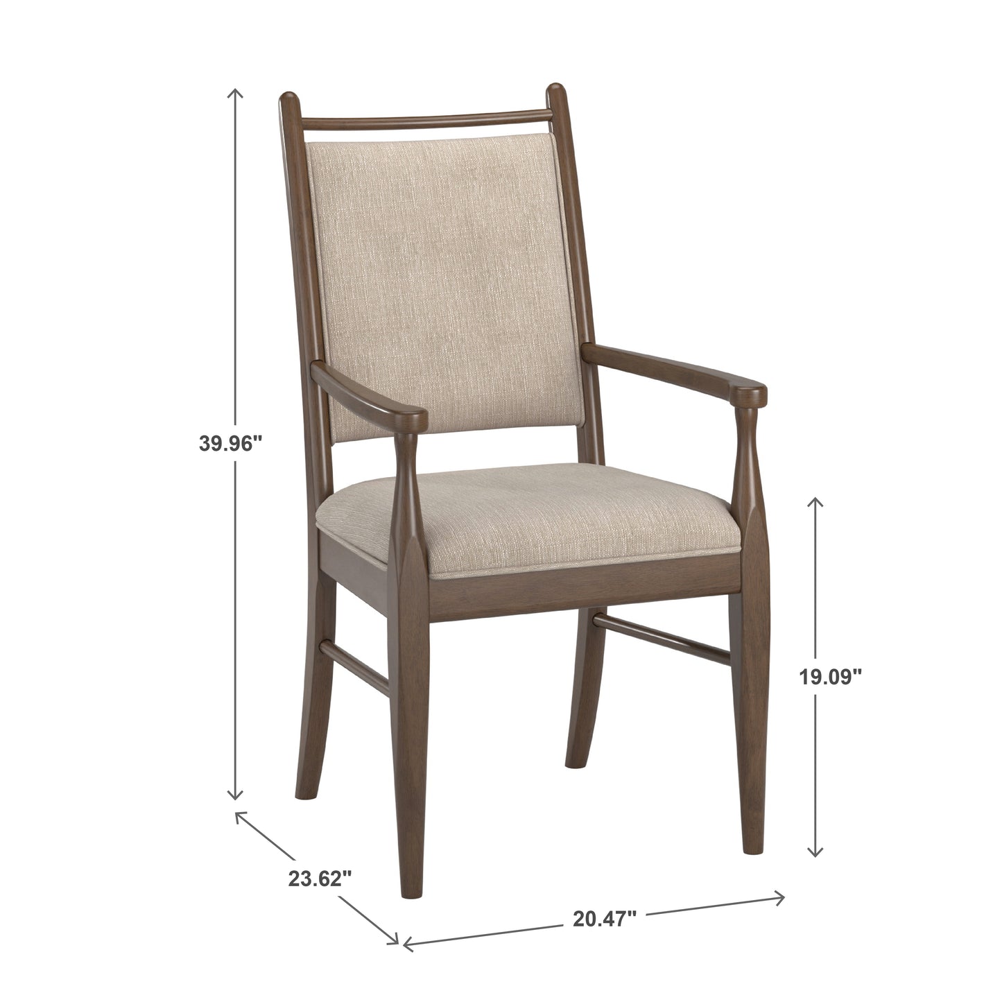 Wood Finish Beige Fabric Arm Chair (Set of 2) - Walnut
