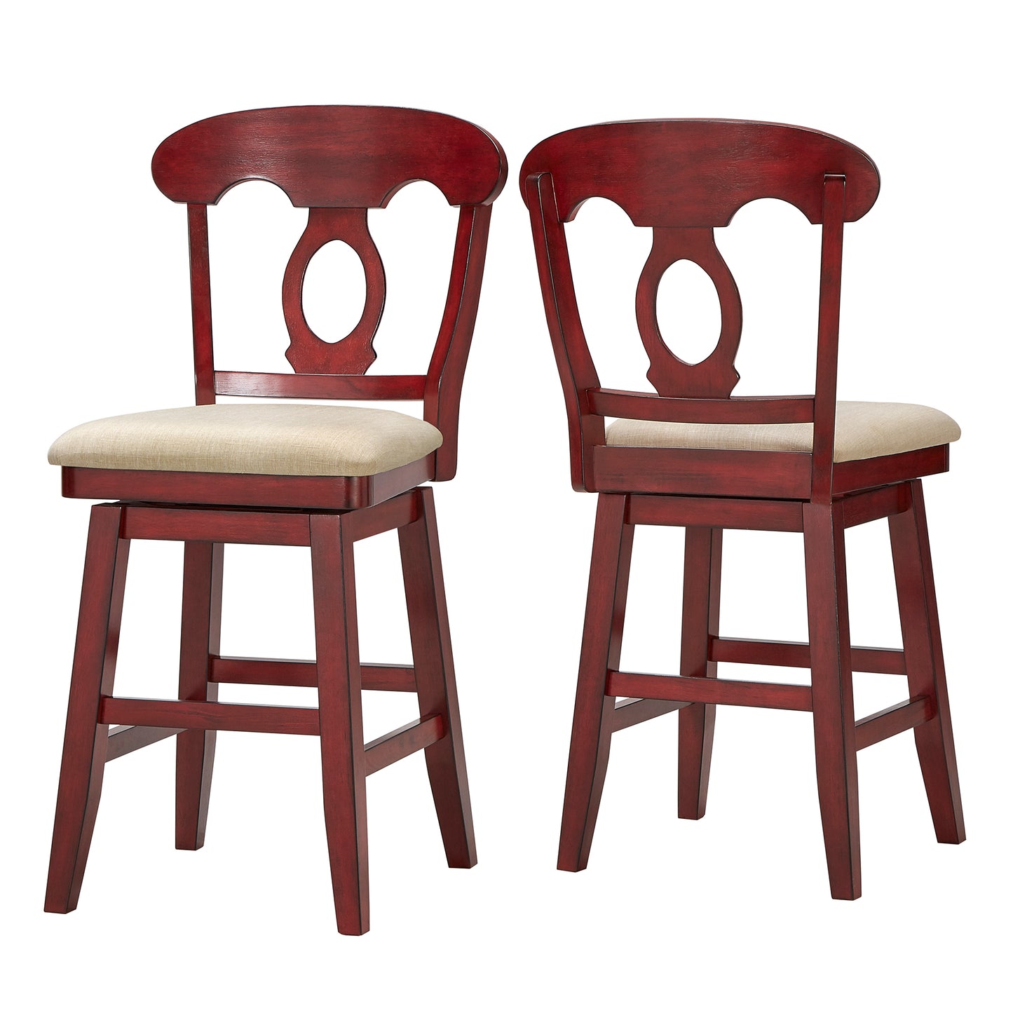 Napoleon Back Counter Height Wood Swivel Chair - Antique Berry Finish