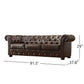Tufted Scroll Arm Chesterfield Sofa - Grey Microfiber Upholstery