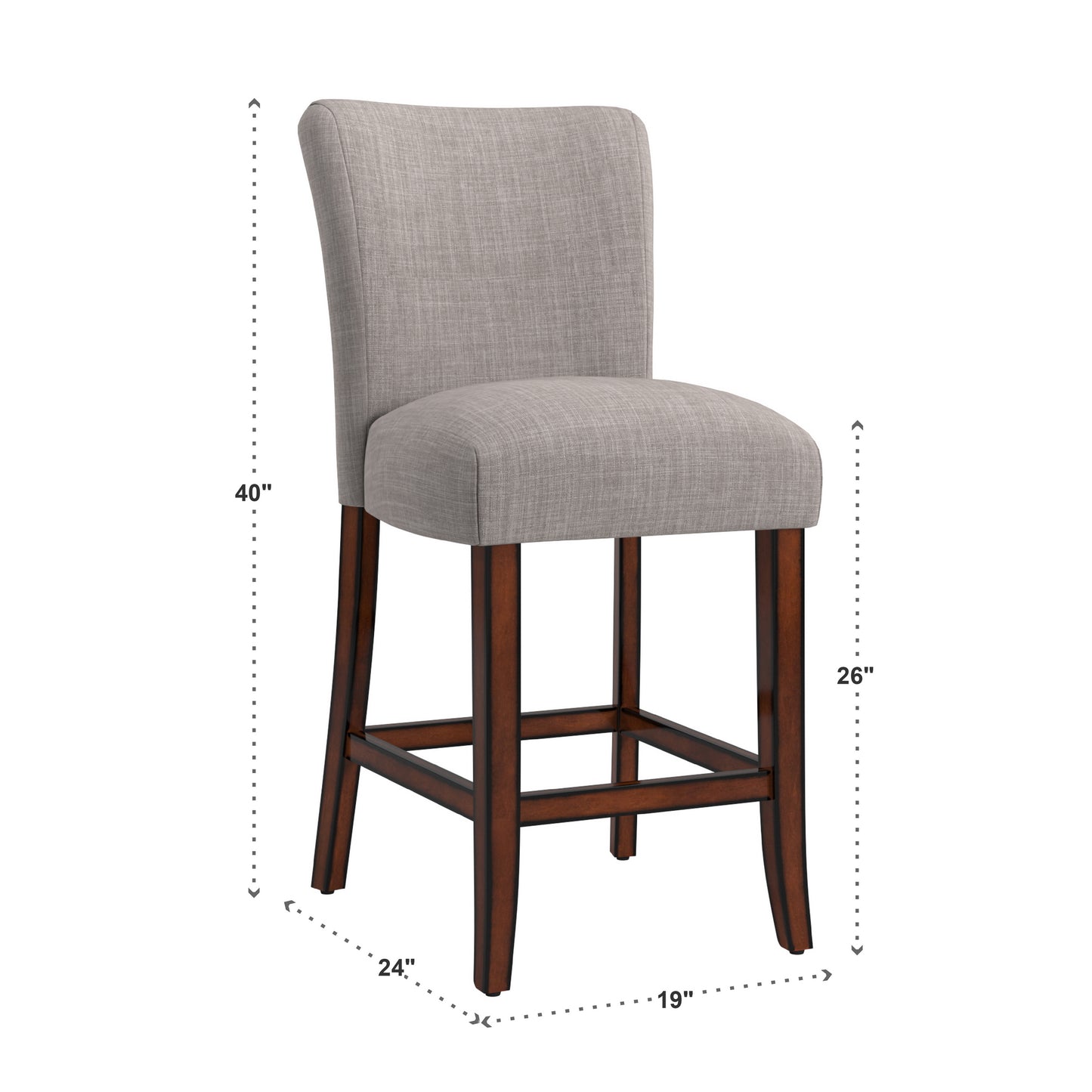 Classic Upholstered High Back Counter Height Chairs (Set of 2) - Espresso Finish, Gray