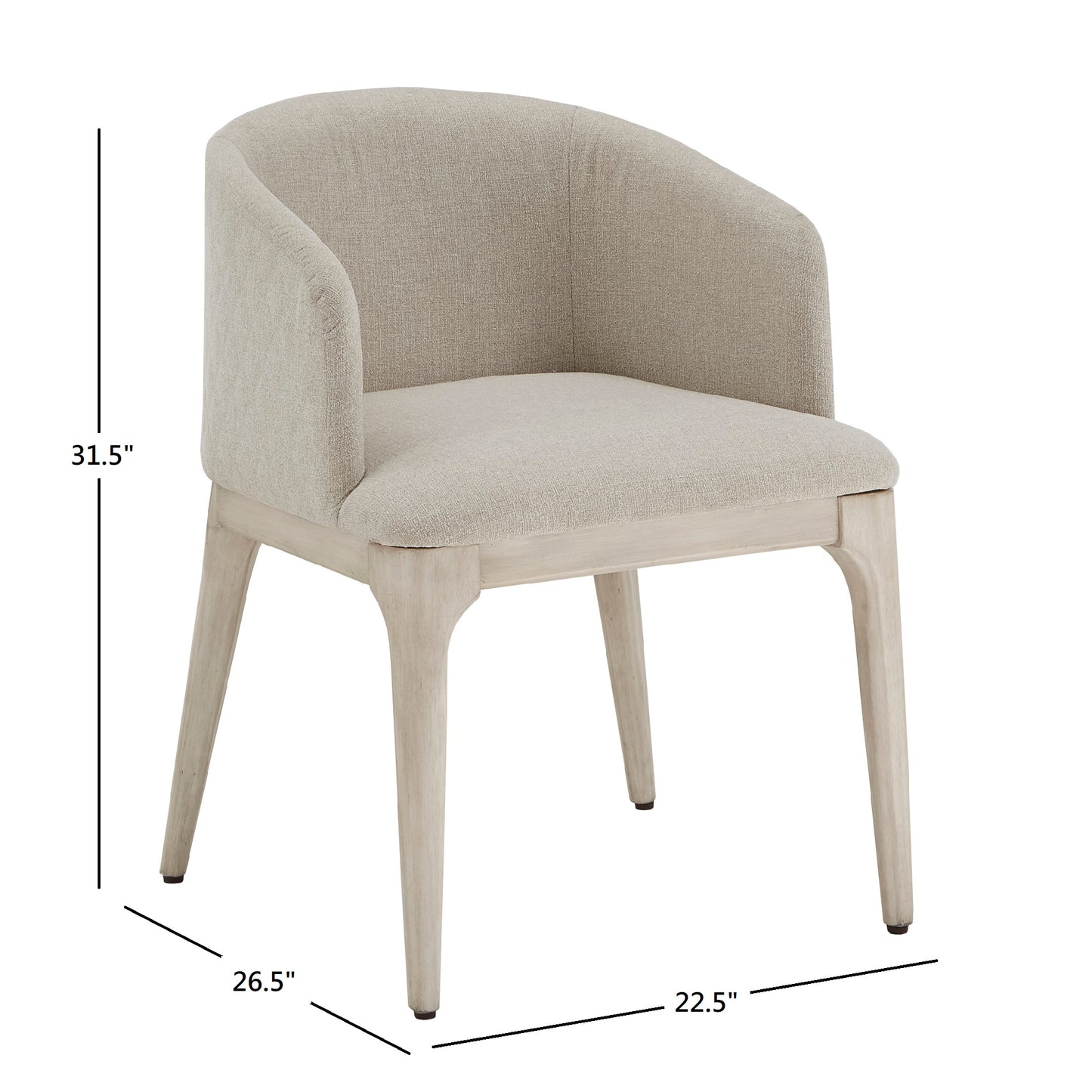 Heathered Dining Chair - Beige Heathered, White Finish