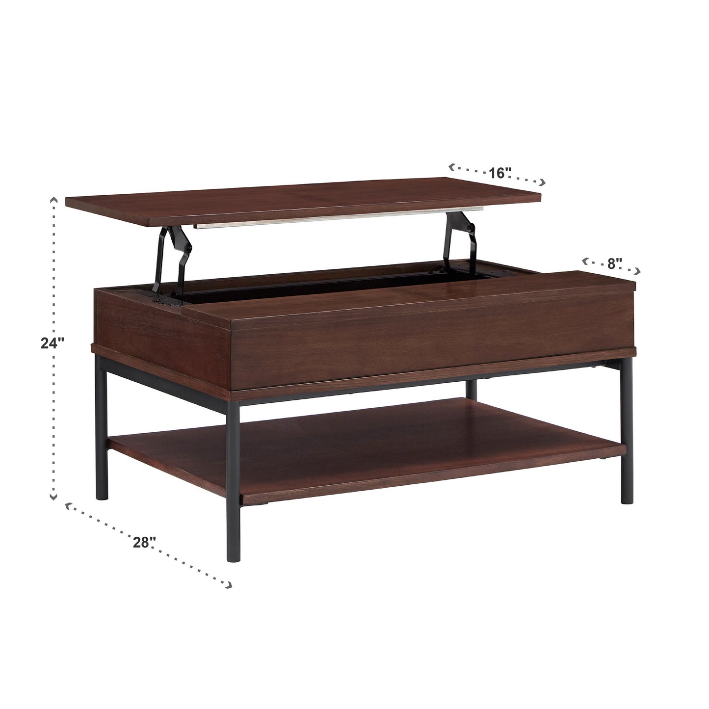 Two-Tone Lift-Top Rectangular Tables - Walnut Finish, Coffee Table Only