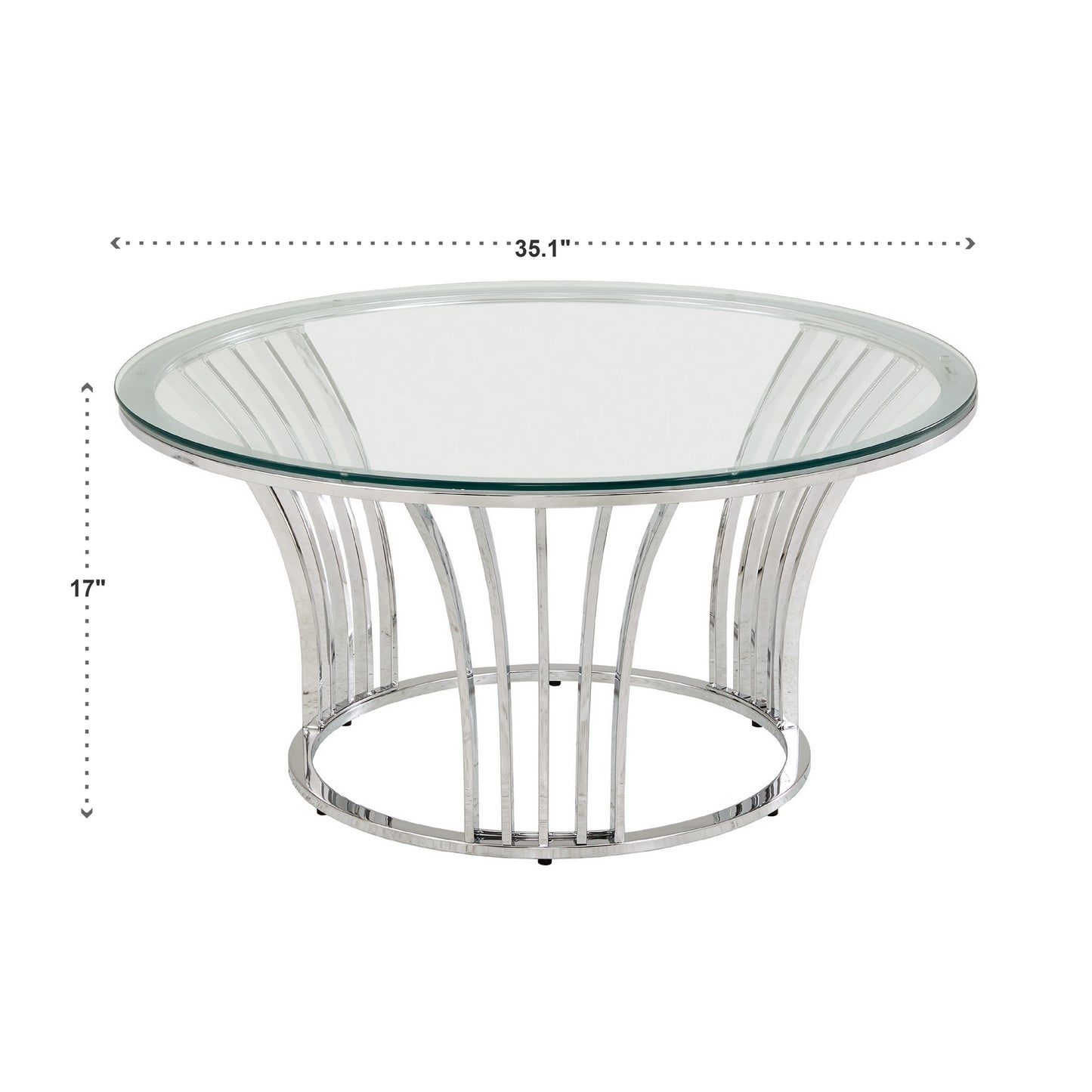 Chrome Finish Table with Glass Top - Coffee Table