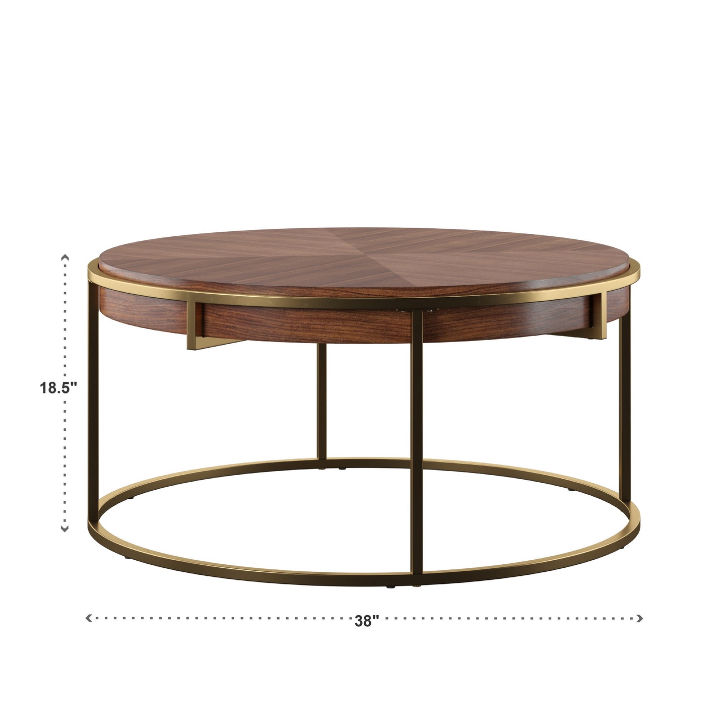 Round Table with Metal Base - Natural Finish, Coffee Table