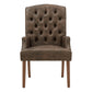 Light Distressed Natural Finish Polished Microfiber Tufted Dining Chair - Brown Polished Microfiber