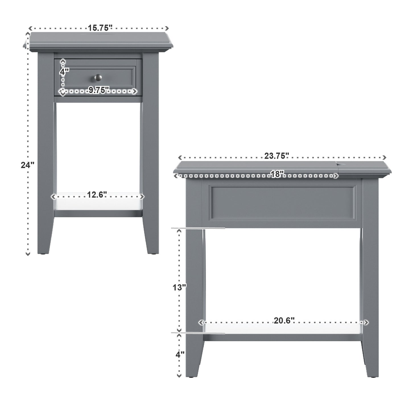 1-Drawer Side Table with Charging Station