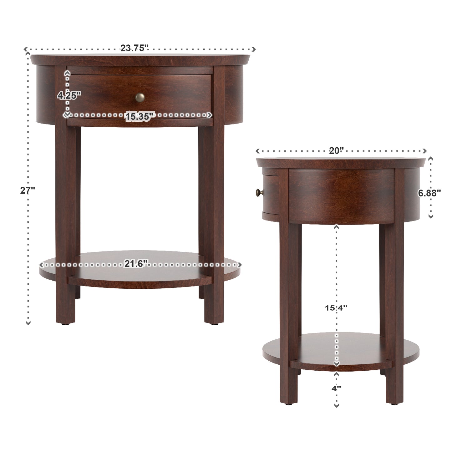 1-Drawer Oval End Table - Espresso