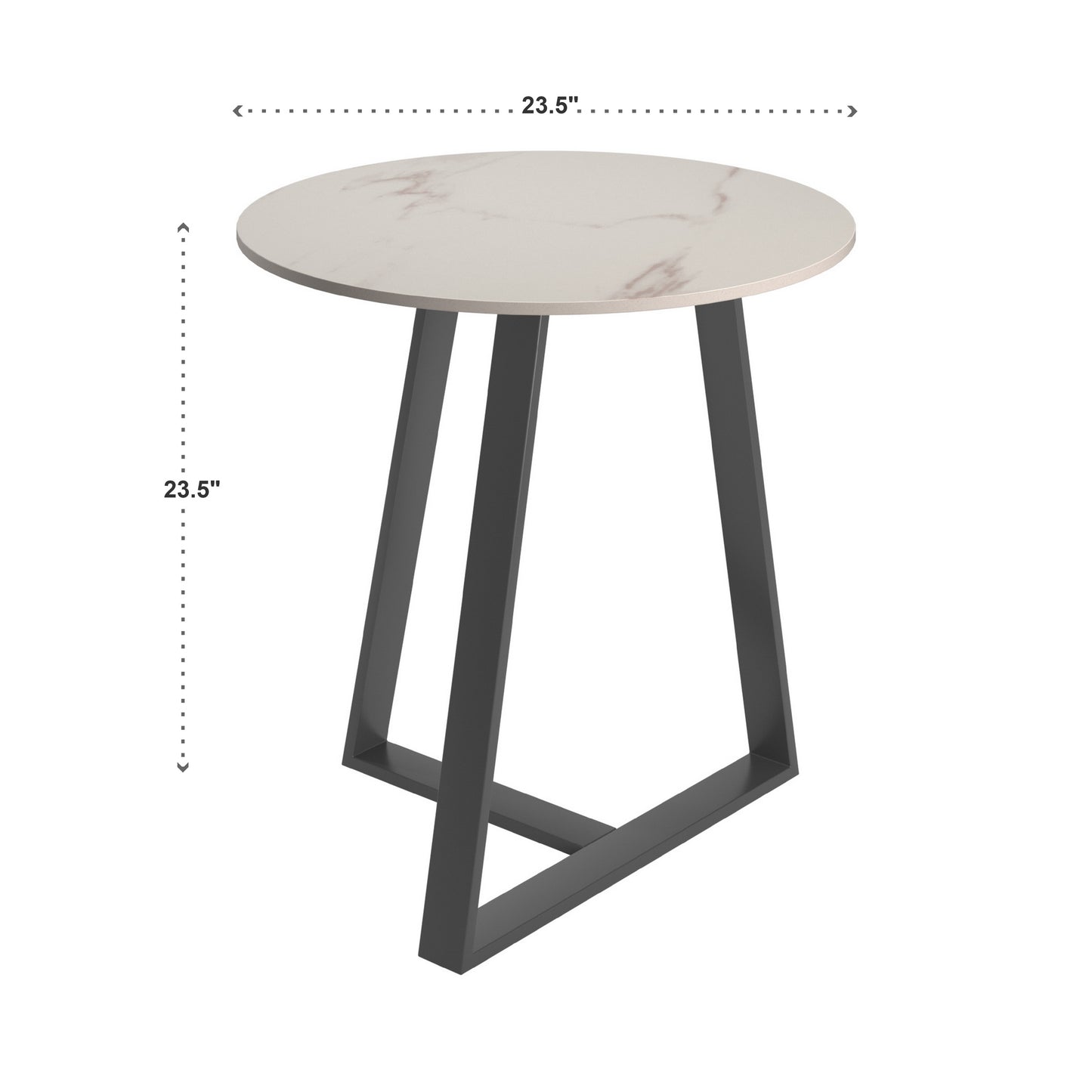 Glossy Sintered Stone with Gray Metal Base Table - White Top
