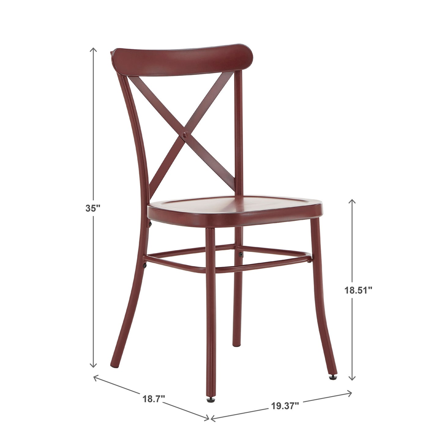 Metal Dining Chairs (Set of 2) - Antique Berry Red