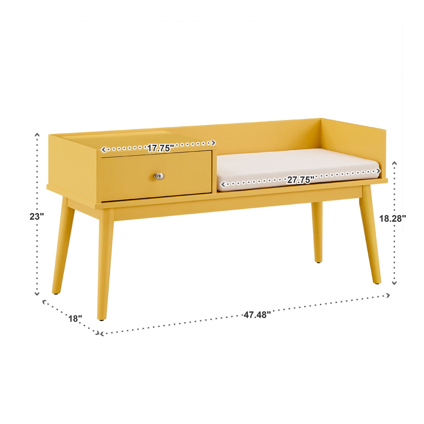 1-Drawer Cushioned Entryway Bench - Banana Yellow