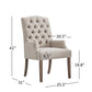 Light Distressed Natural Finish Linen Tufted Dining Chair - Grey Linen