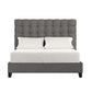 Button Tufted Linen Upholstered Bed - Grey, Queen