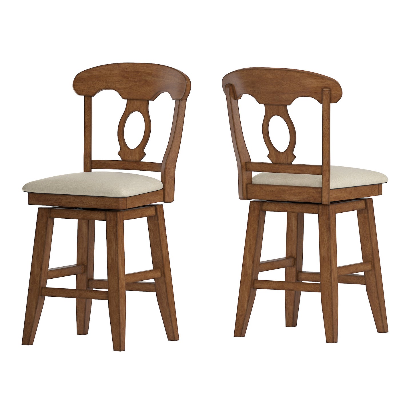 Napoleon Back Counter Height Wood Swivel Chair - Oak Finish