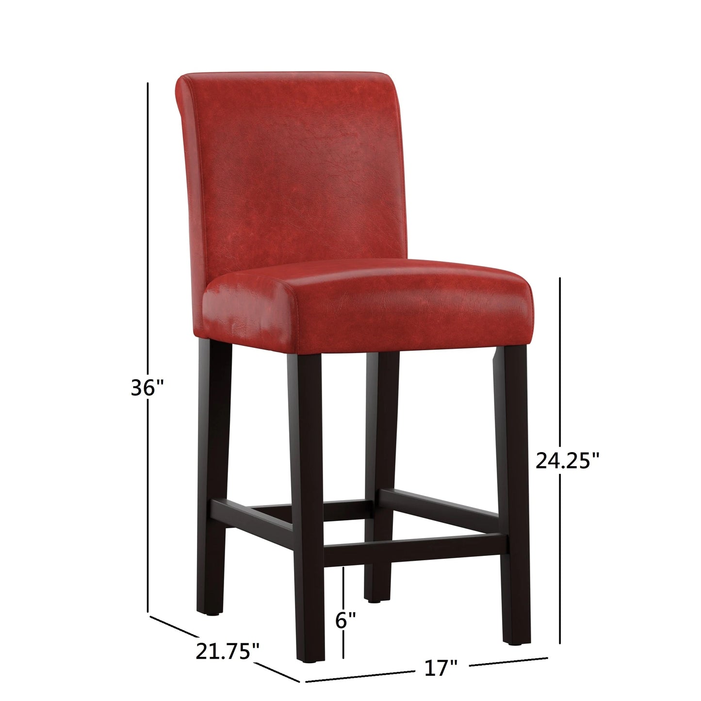 Red Faux Leather Counter Height Stools (Set of 2)