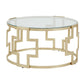 36" Glass Coffee Table - Matte Gold Finish, Clear Glass Top