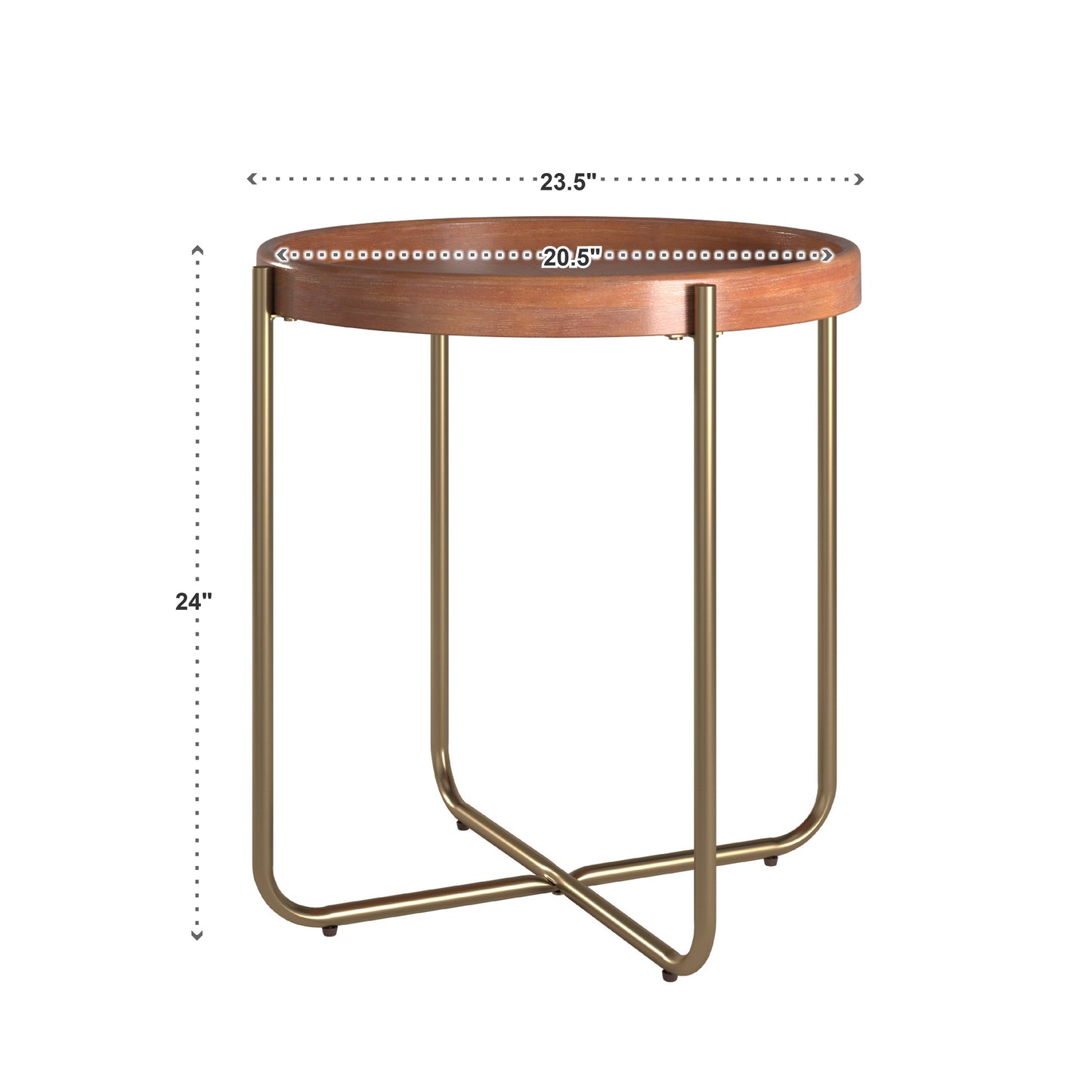 Gold Finish Metal and Wood End Table