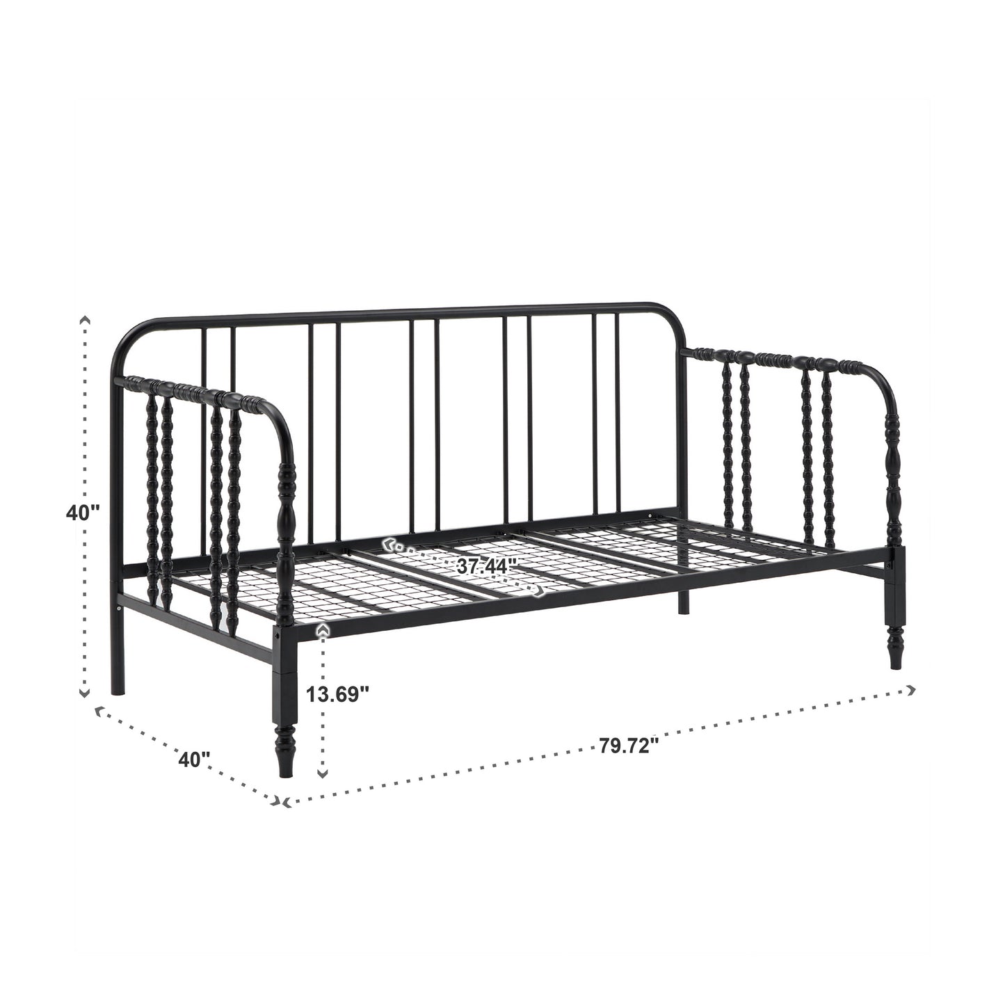 Metal Spool Bed - Black Daybed