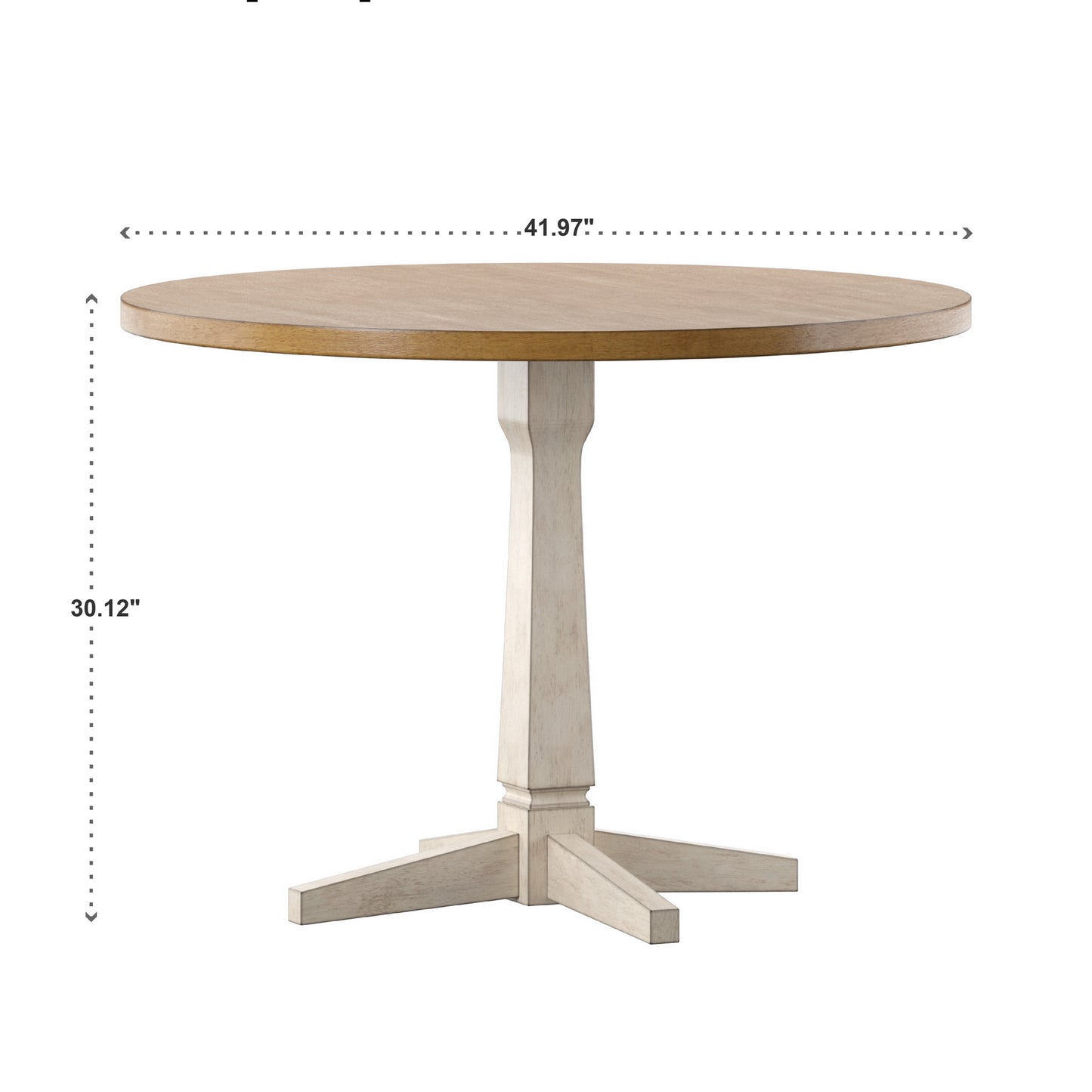 Round Two-Tone Dining Table - Anique White