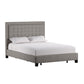 Square Button-Tufted Upholstered Bed - Grey, Queen