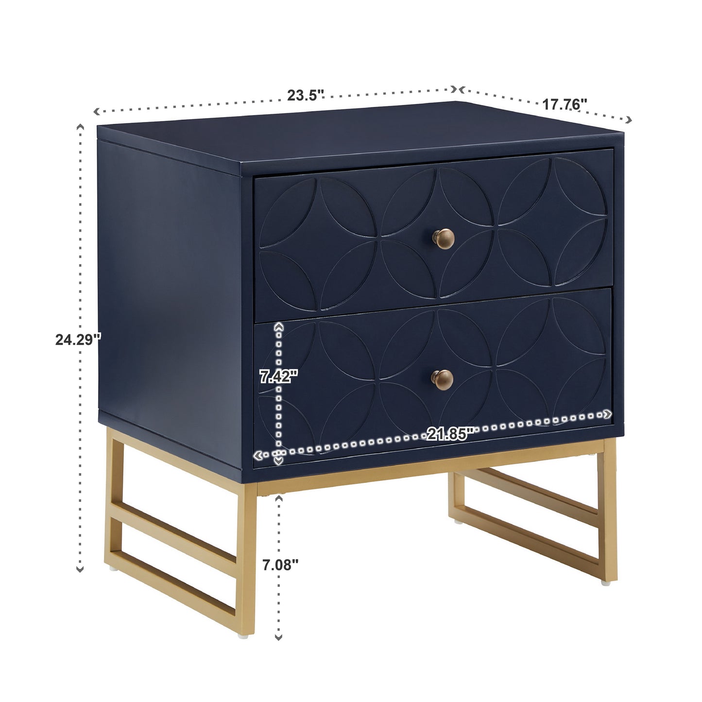 Arched Diamond Gold Metal End Table - Blue