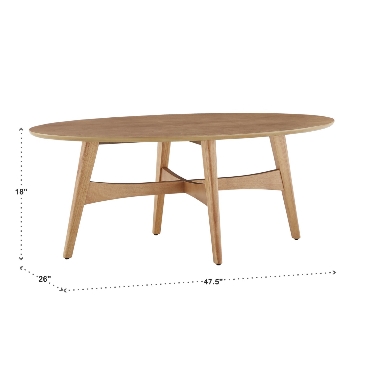 Wood Oval Coffee Table - Light Oak Finish