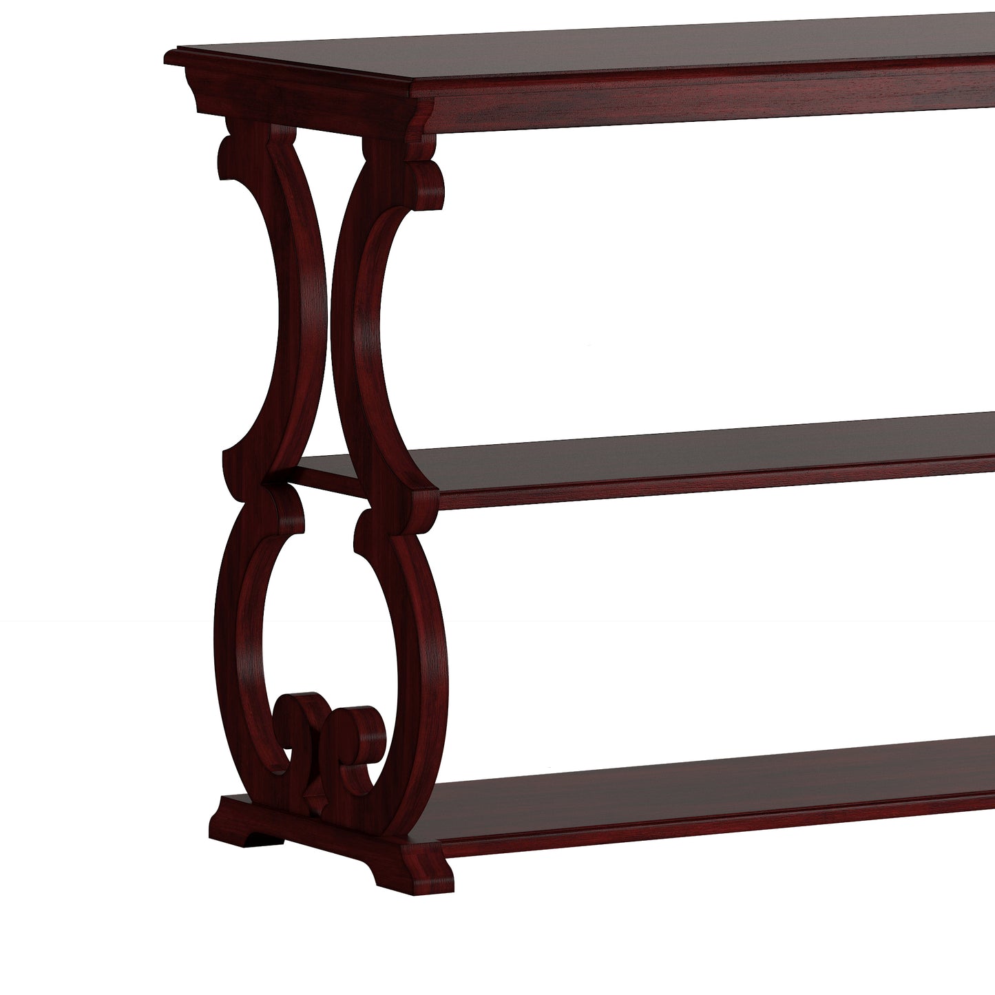 Wood Scroll Sofa Table - Antique Berry