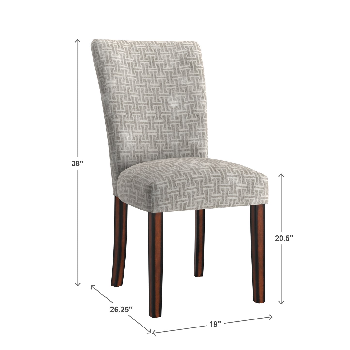 Print Parsons Dining Side Chairs (Set of 2) - Espresso Finish, Gray Bracket Chain Print Fabric