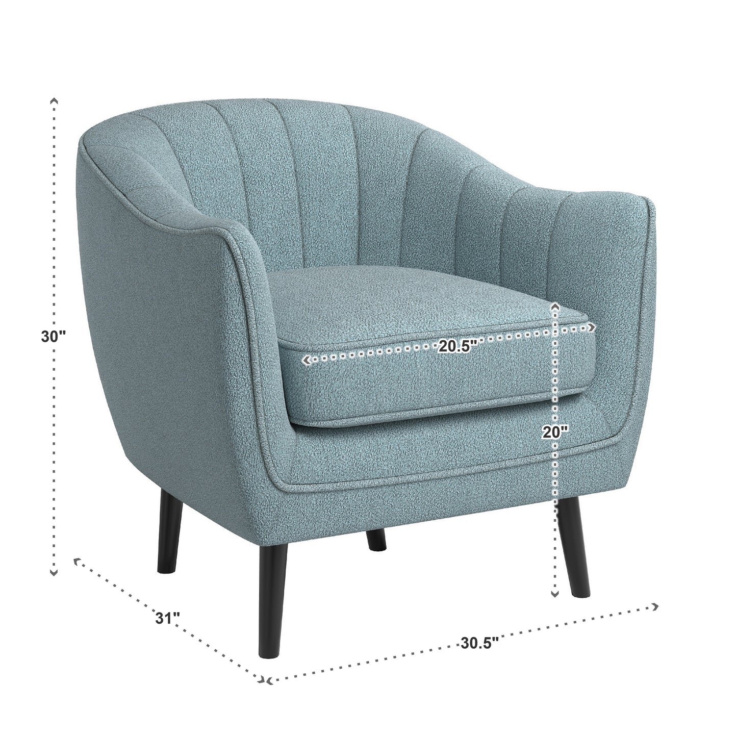 Mid-Century Modern Channel-Tufted Accent Chair with Removable Cushion Cover - Blue