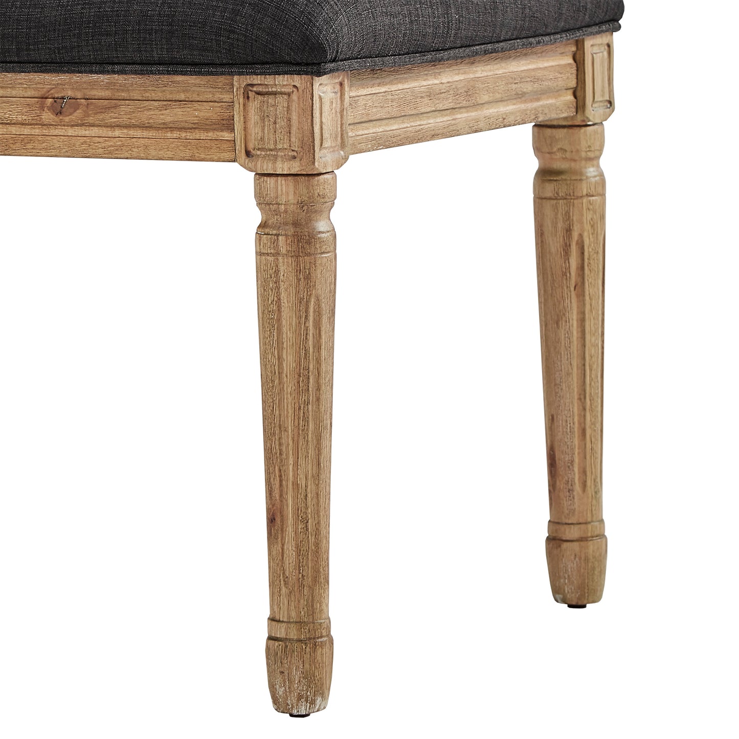 Arched Linen and Wood Dining Chairs (Set of 2) - Dark Gray Linan, Natural Finish