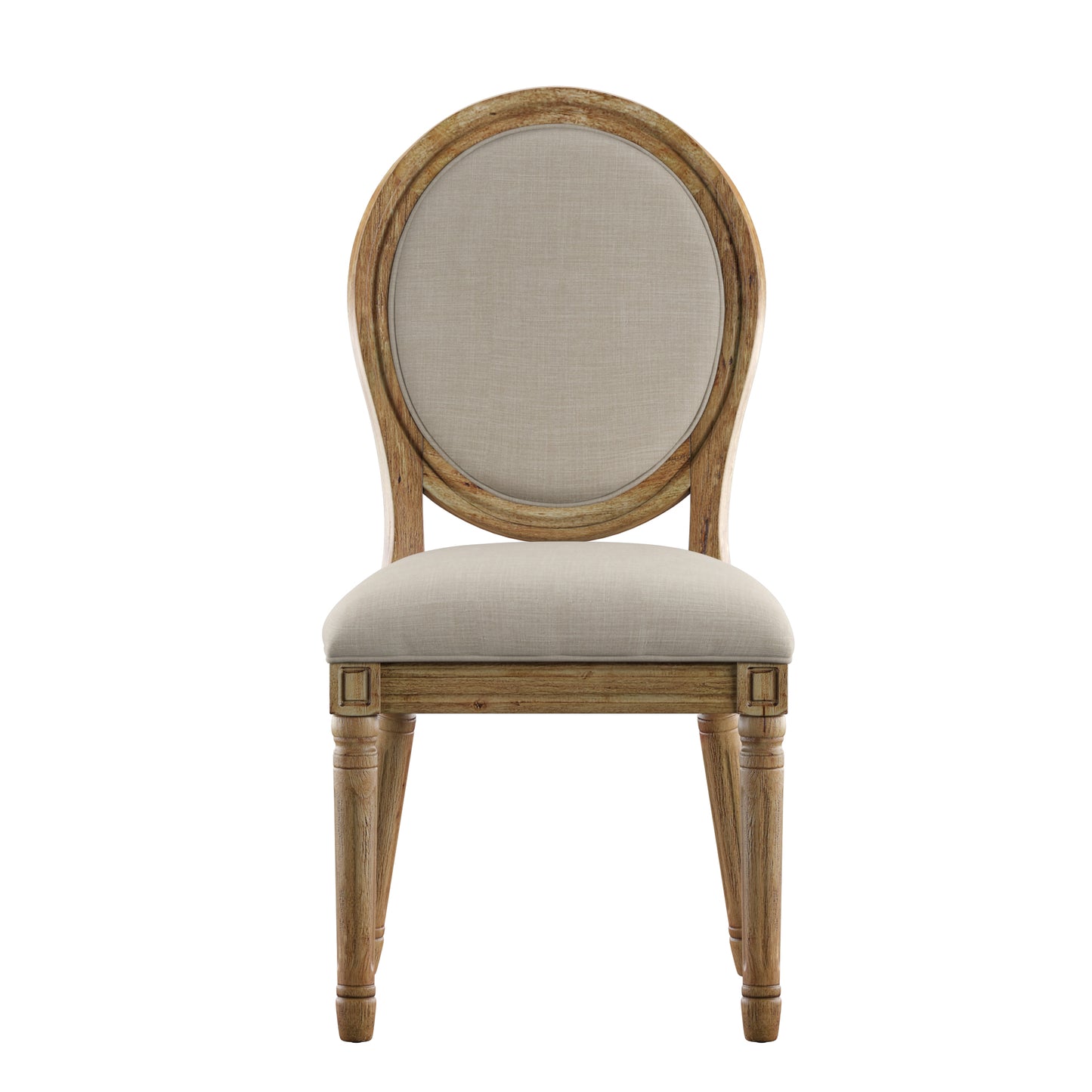Round 5-Piece Dining Set - Beige Linen, Round Chair Backs