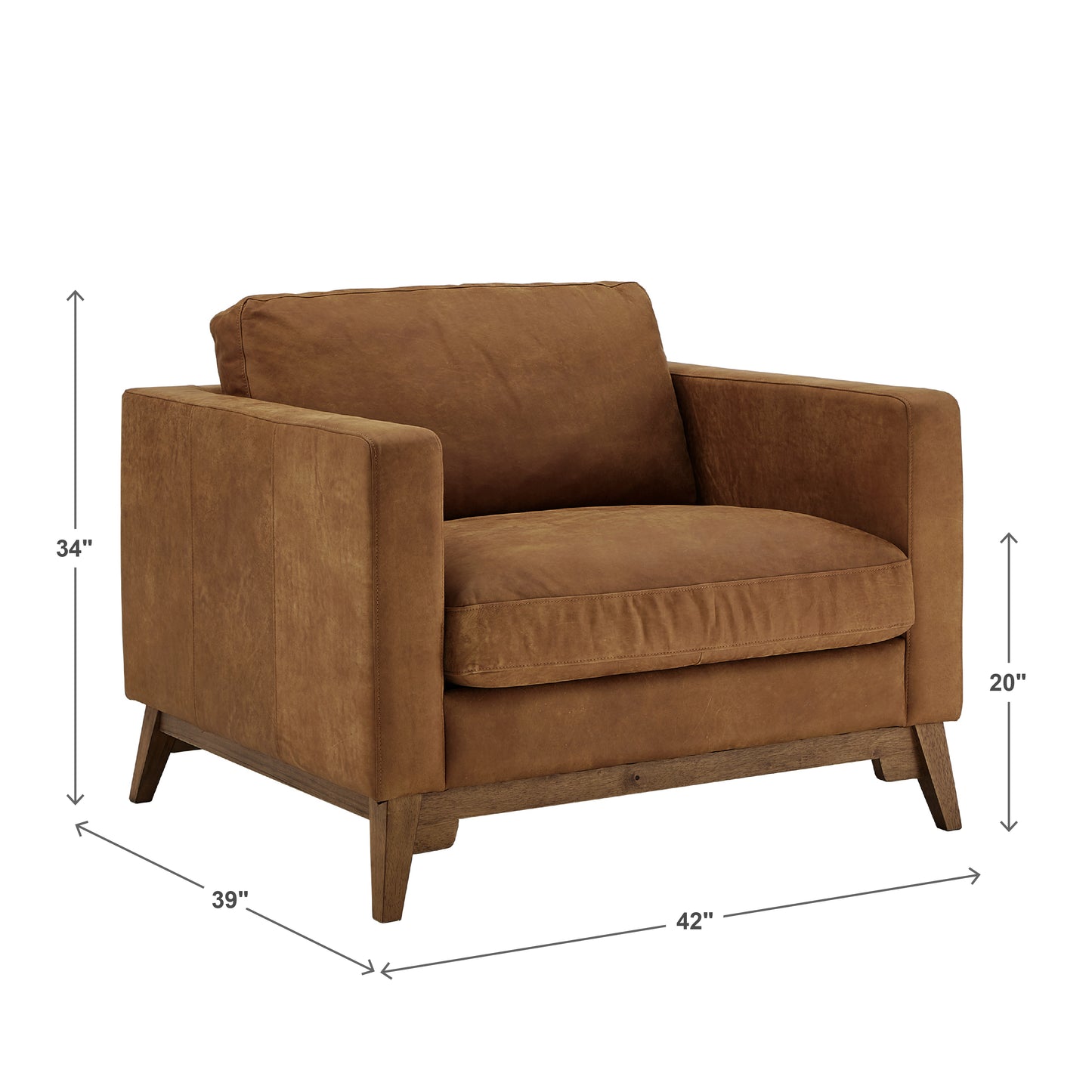 Dark Oak and Tan All Leather Accent Chair