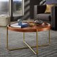 Gold Finish Metal and Wood Tables - Coffee Table and End Table