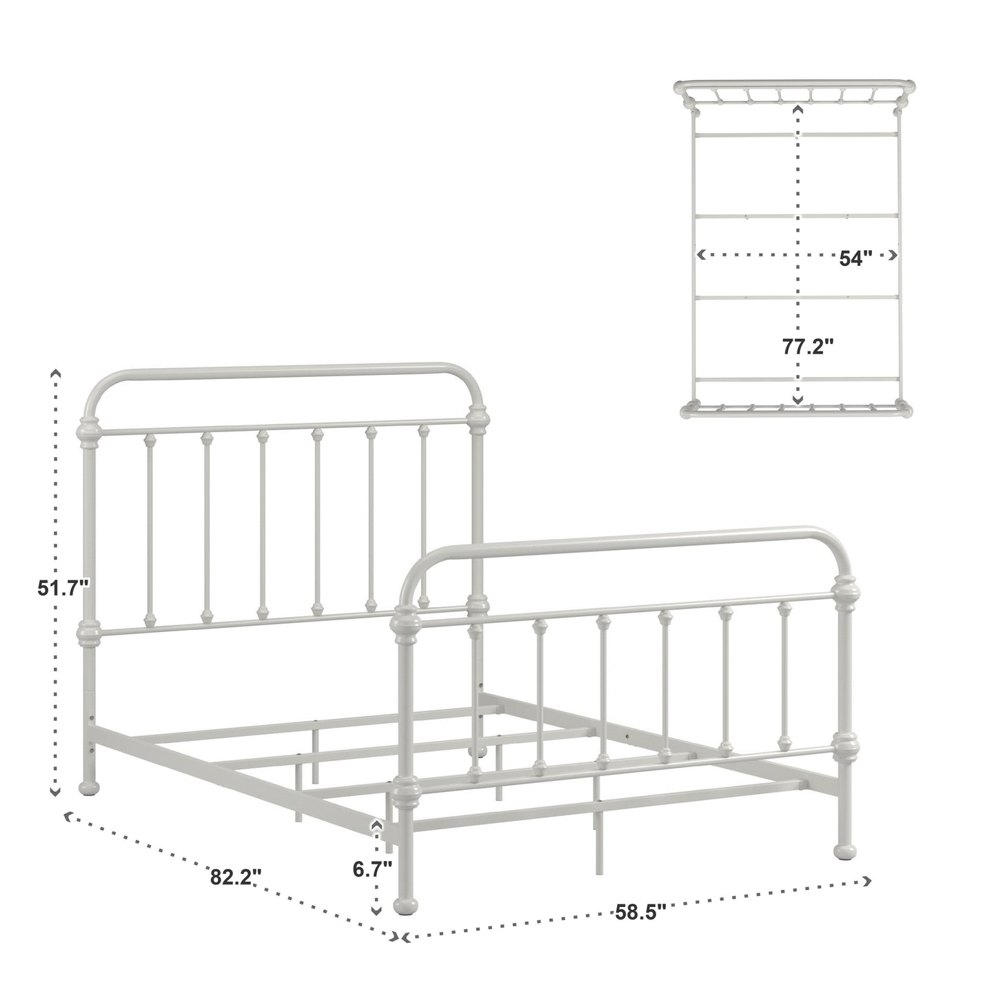 Antique Graceful Victorian Iron Metal Bed - Silver Birch, Full (Full Size)