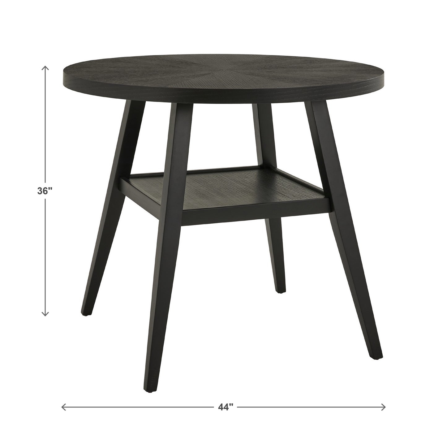 Black Finish 44" Round Counter Height Table with Shelf