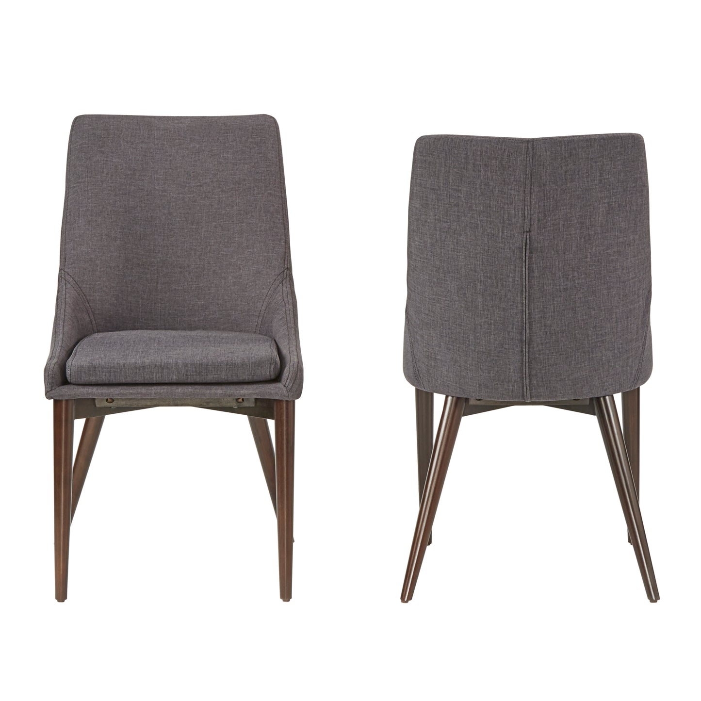 Mid-Century Barrel Back Linen Dining Chairs (Set of 2) - Dark Grey Linen