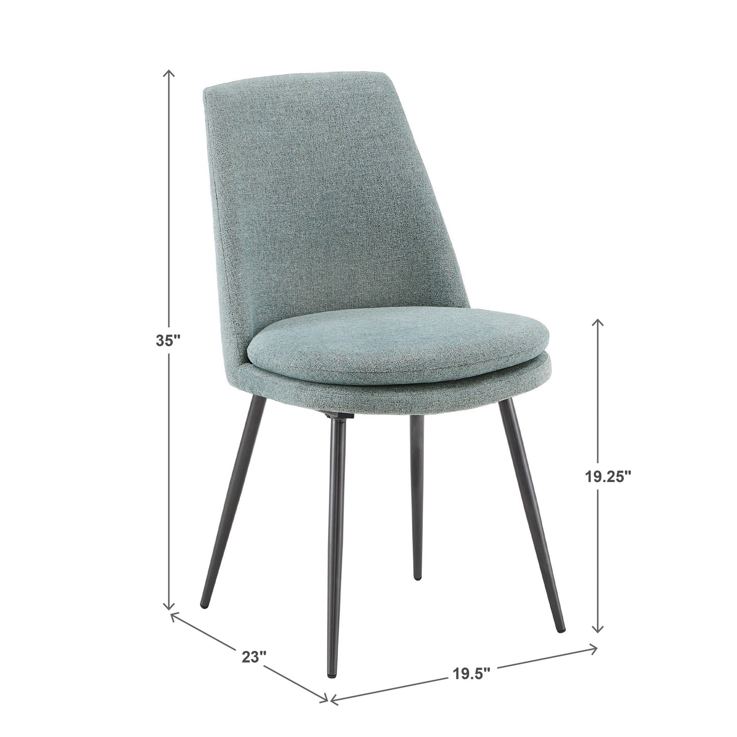 Upholstered Dining Chairs (Set of 2) - Blue Chenille Fabric, Black Legs