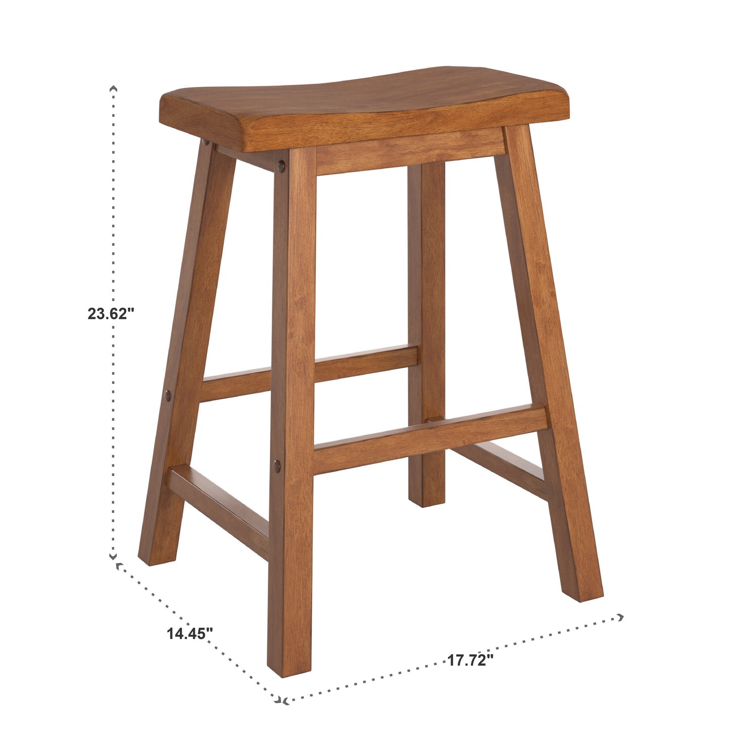 Saddle Seat 24" Counter Height Backless Stools (Set of 2) - Oak Finish