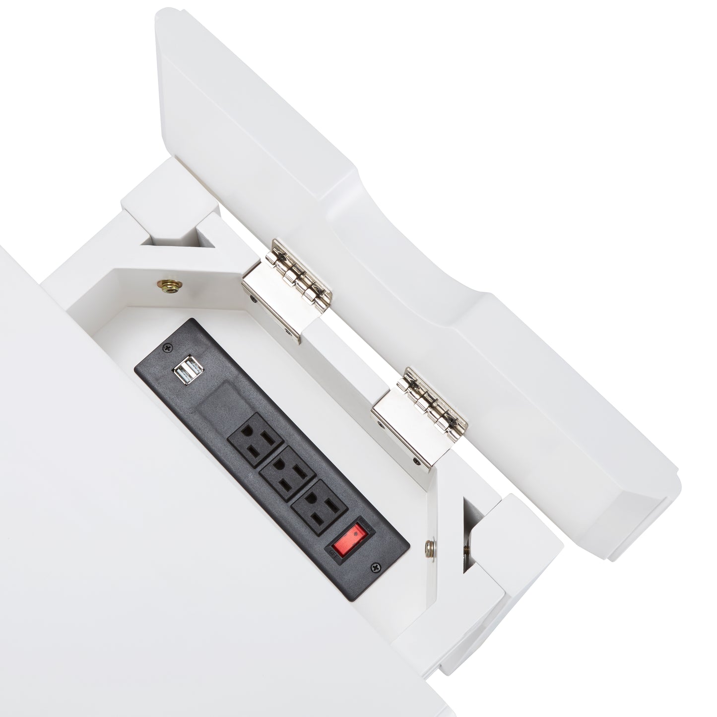 1-Drawer Side Table with Charging Station - White