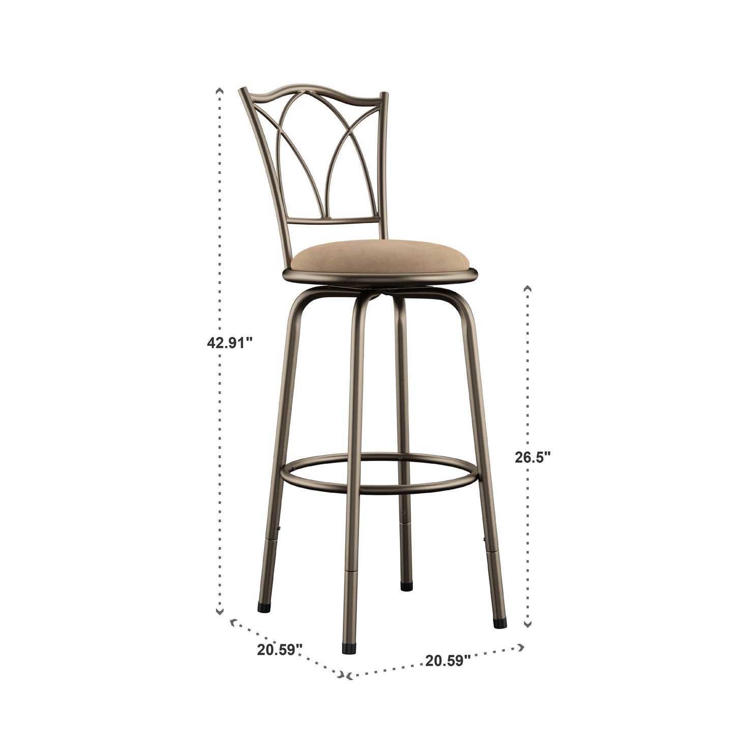 Double Cross Adjustable Swivel Stools (Set of 3) - Bronze Finish, Double X-Back