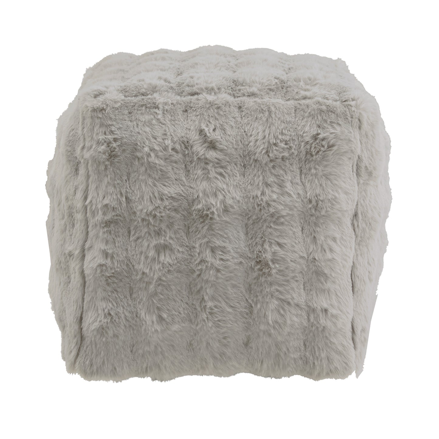 Upholstered Square Pouf Ottoman - Grey Square Furry Fabric