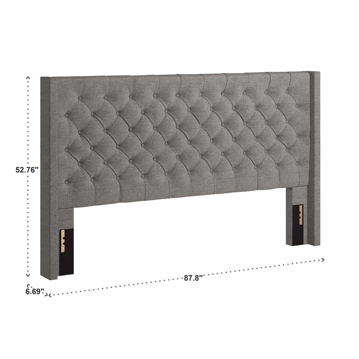Wingback Button Tufted Linen Fabric Headboard - Gray, 52-inch Haight, King Siza