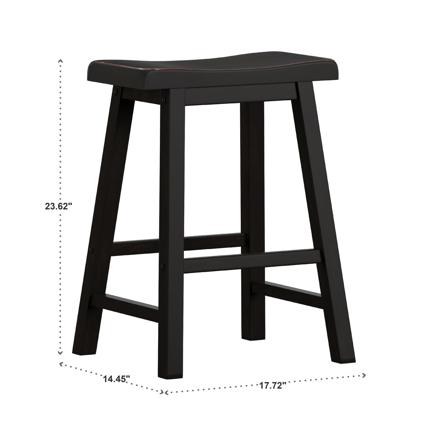 Saddle Seat 24" Counter Height Backless Stools (Set of 2) - Black Sand-Through Finish