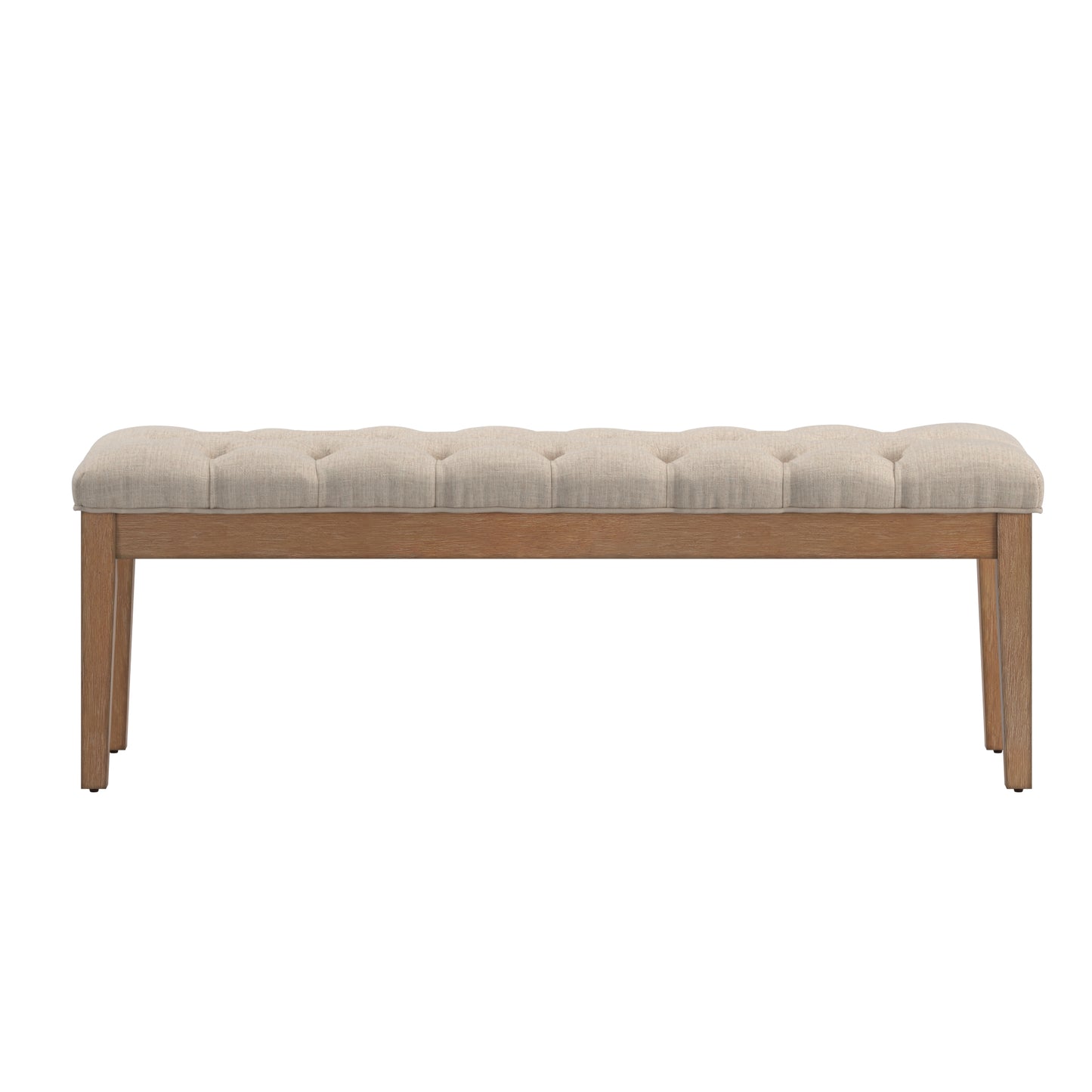 Premium Tufted Reclaimed 52-inch Upholstered Bench - Beige